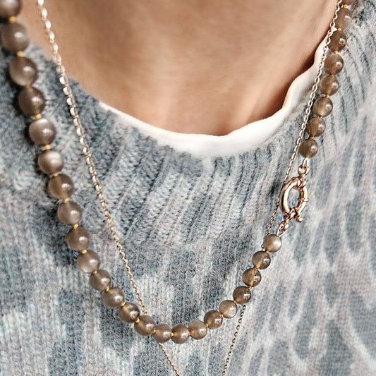 Halskette Mondstein braun